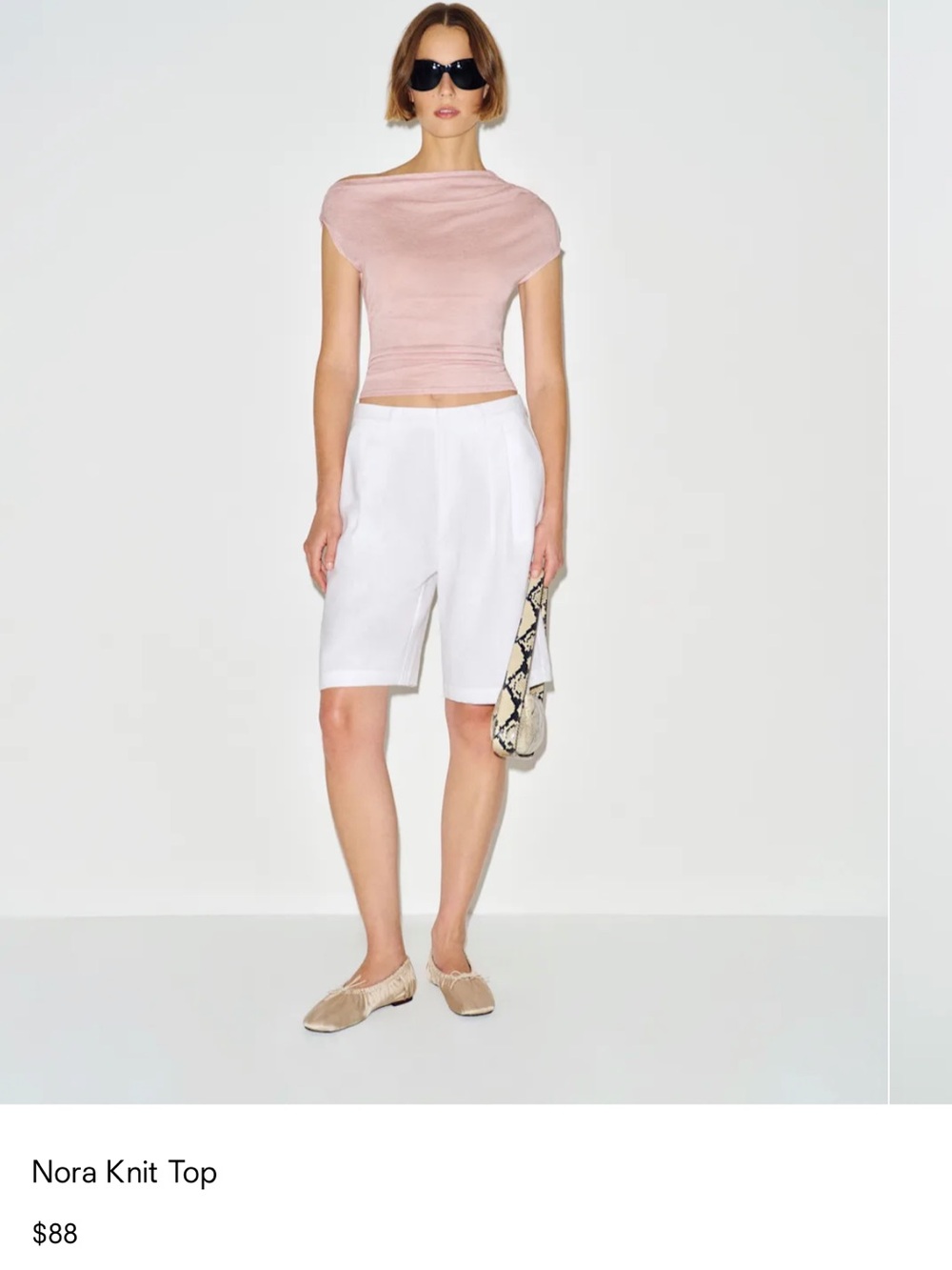 Reformation Blush Pink Boatneck Crop Top